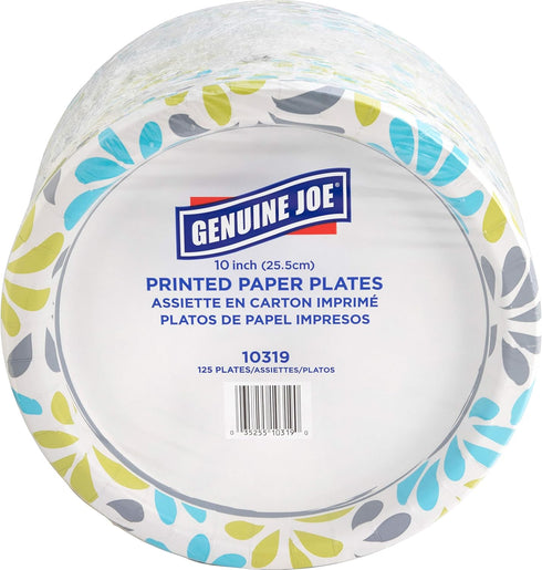 Genuine Joe Printed Paper Plates, 10" (Pack of 125)...