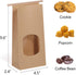 Eupako 4.5x2.36x9.6" Bakery Bags with Window 50 PCS Brown Tin Tie Tab Lock Bags Kraft Paper Bags for Cookies, Coffee, Included 50 PCS Handmade Sti...