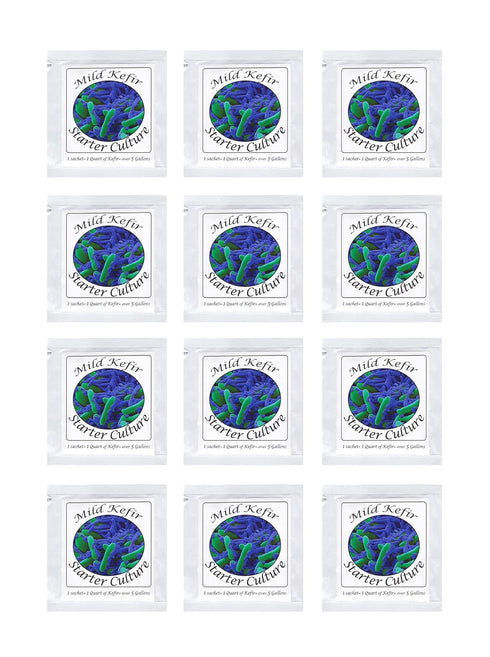 Kefir Starter Cultures - Pack of Freeze-Dried Culture Sachets For Creamy and Mild Milk Kefir (12 sachets)...