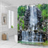 Waterfalls Shower Curtains Stone Rockery Landscapes Spring Green Plant Courtyard Garden Outdoor Scenery Bathroom Decor Polyester Fabric Curtain Se...
