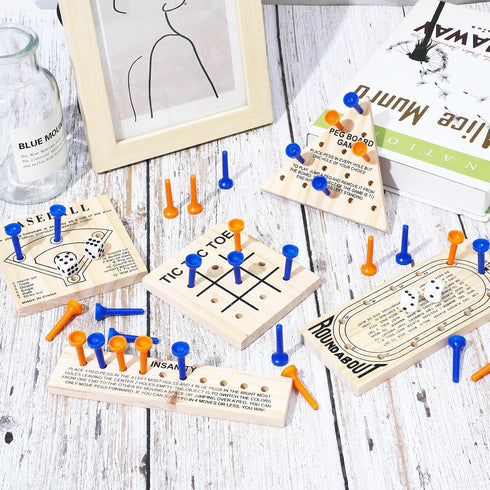 ONEST 5 Packs Wooden Peg Board Game Wooden Board Game Family Board Game Toy Birthday Party Favors Classic Educational Toy for Teens and Adults...