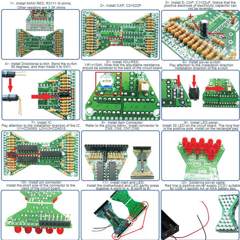 Electronic Hourglass Led DIY Kits PCB Soldering Practice Board DC 5V Blue LED Fun Welding Practice Board Practice kit with 1.5V AA Battery Holder....