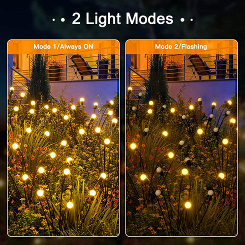 2 Pack Solar Powered Firefly Lights, 20 LEDs Waterproof Garden Firefly Lights, Swaying Lights, 2 Modes, Outdoor Solar Firefly Lights for Party Gar...