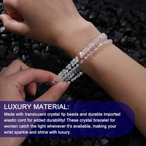HANGINTHERE 3 Pcs 4mm Austrian Crystal Stretch Bracelets Set for Women,Boxed,Stackable Gift Bracelets for Birthdays, Mother’s Day...