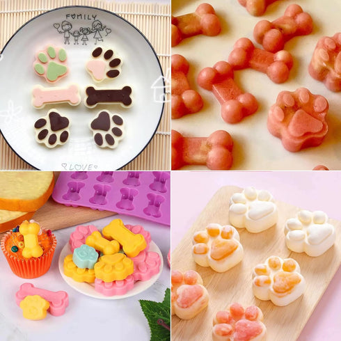 Silicone Molds Puppy Dog Paw and Bone Molds (6 PCS) for Baking, Chocolate, Candy, Jelly,Ice Cube Silicone Treat Molds...