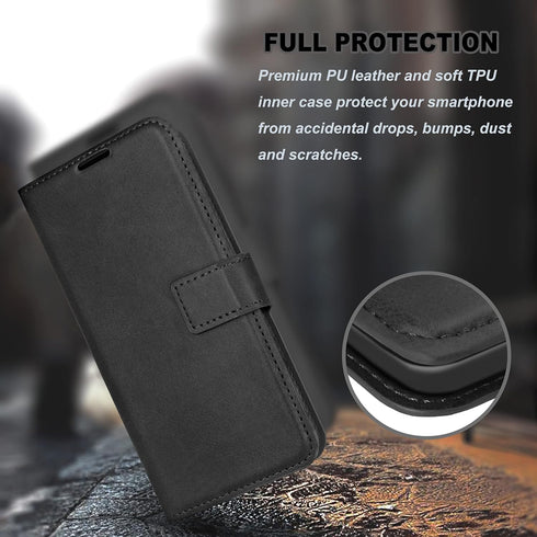for Galaxy A42 5G Case Wallet Black Leather Flip Folio Case for Samsung A42 with Card Slots Kickstand Magnetic Closure Ultra Slim Shockproof Prote...