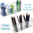 Pen Holder Makeup Brush Holder 6 Compartments Organizer with Removable Dividers for Desk Cosmetic Storage Office Accessory Bathroom Kitchen Deskto...