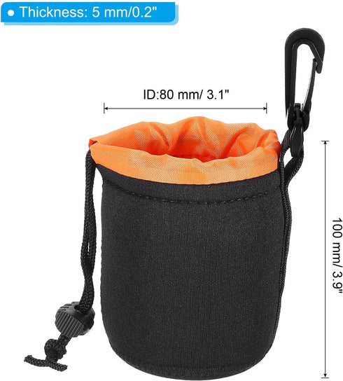 PATIKIL Camera Lens Bag, 3.1" IDx3.9 H Drawstring Lens Pouch with Thick Protective Neoprene, Lens Case for DSLR Camera Lens, Water Coffee Cups, Bl...