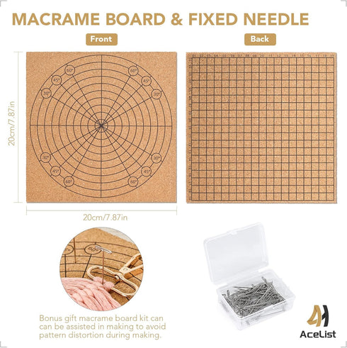 AceList DIY Macrame Kit for Adults, 5 Pcs Keychain with Cord, Boards, Pins & Instruction, Giftable Styles & Video...
