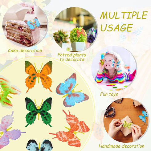24 Pcs Plastic Butterflies Toy Butterflies Action Figures Art Lifelike Butterfly Decoration Removable Reusable for Party Favor Wall Decor, 12 Styl...