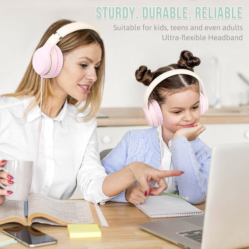 rockpapa L22 Wired Headphones for Kids Girls Boys Women with Microphone, Foldable Stereo 3.5mm Corded Headphones for School Classroom Chromebooks ...