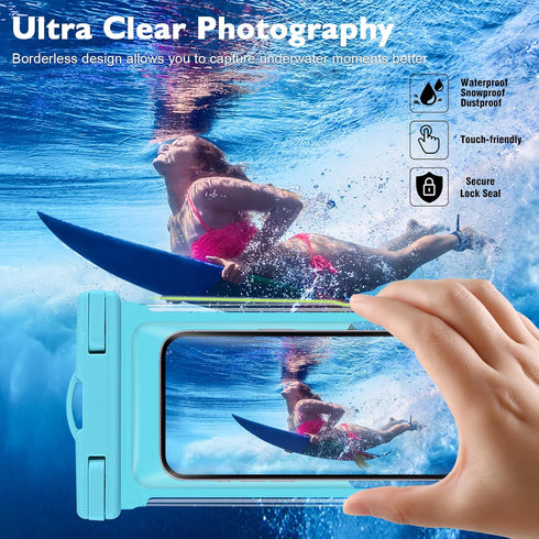 2 Pack Waterproof Phone Pouch- 3D Design 7.5" Waterproof Phone Case for iPhone 15/14/13/12/11 Pro Max Plus Samsung, IPX8 Cellphone Dry Bag Beach C...