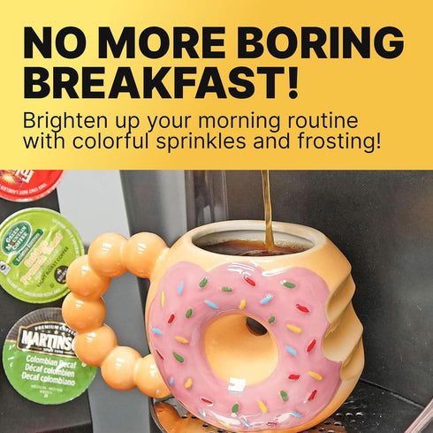 Fairly Odd Novelties DONUT TOUCH MY COFFEE Mug Fairly Odd Novelties-12oz Ceramic Shaped Tea Cocoa, One Size, Brown,FON-10288...