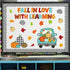 69Pcs Fall Classroom Bulletin Board Decorations Blue Truck Pumpkin Maple Leaves Cutouts for Autumn Thanksgiving Home School Wall Chalkboard Decor...