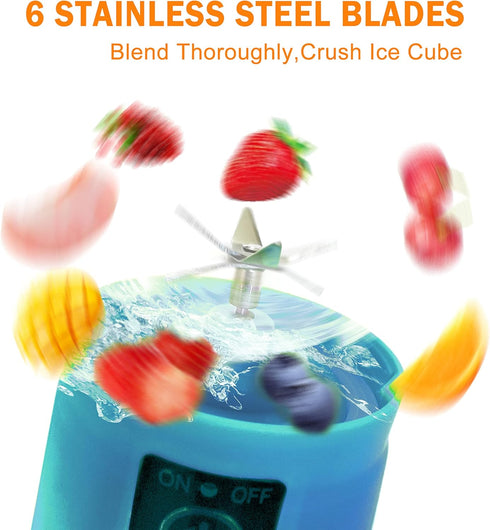 Portable Blender, USB Rechargeable, 6 Stainless Steel Blades, Mini Blender for Kitchen, Travel and Sport...