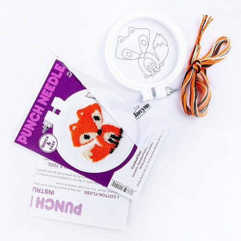 Design Works Punch Needle Kit 3.5" Round-Fox...