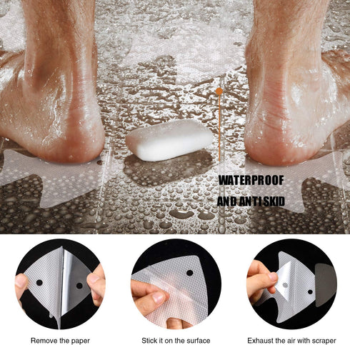 Bathtub Stickers Non-Slip, 24 PCS Safety Shower Treads Adhesive Appliques with Premium Scraper...