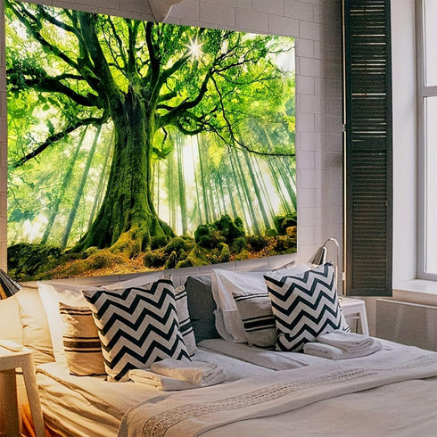 ENJOHOS Green Nature Tree Tapestry Home Decor Extra Large Wall Hanging Tapestry Enchanted Forest Backdrop for Bedroom Living Room Indoor Outdoor D...