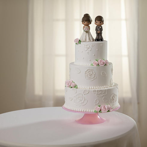 Precious Moments Perfect Couple Bride, Brunette Hair With Medium Skin Tone Bisque Porcelain Wedding Figurine & Cake Topper, 172065...