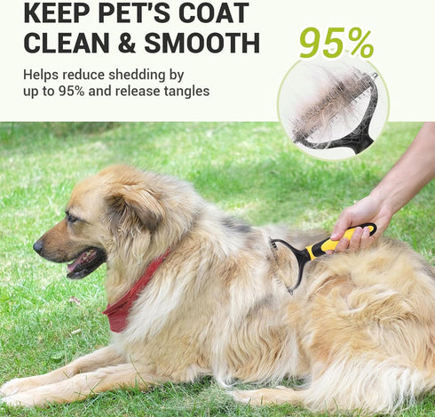 MIU COLOR Pet Grooming Brush, 2 Sided Undercoat Rake for Dogs & Cats, Professional Deshedding Brush and Dematting Tool, Effective Removing Knots, ...