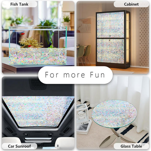 LEMON CLOUD Window Privacy Film, Decorative Window Film, Stained Glass Window Stickers, Rainbow Cling Holographic, Window Covering Prism Film, No ...