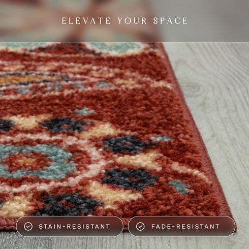 Maples Rugs Reggie Floral Kitchen Rug - Made in USA - Washable, Non Slip Indoor Carpet for Entryway, Foyer, Kitchen, and Bathroom, 1'8 x 2'10, Mer...