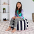 Posh Stuffable Kids Stuffed Animal Storage Bean Bag Chair Cover - Childrens Toy Organizer, Medium 27" - Canvas Stripes Blue and White...