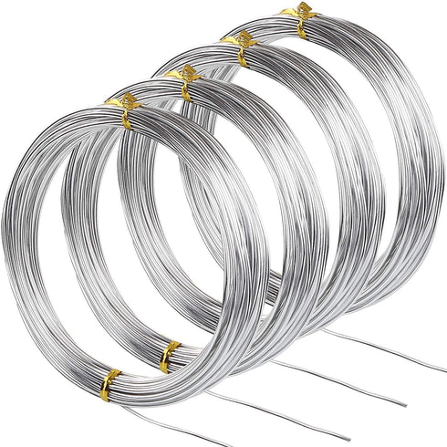 4 Pack 16 Gauge Aluminum Wire 131.2Ft Silver Aluminum Wire 1.5mm Metal Craft Armature Bendable Wires Metal 16 Gauge Wires for Jewelry Making Craft...
