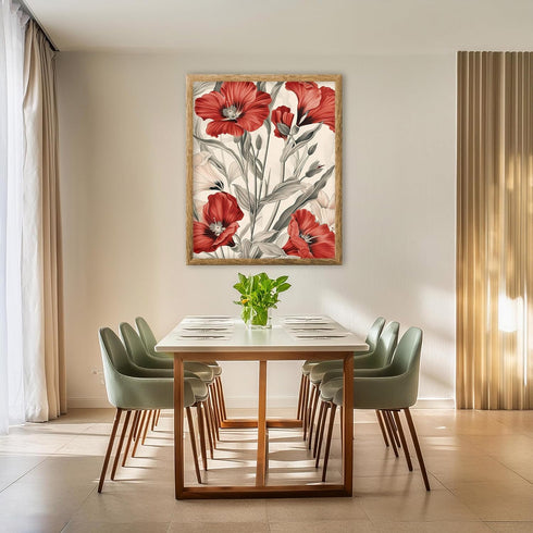 Posterizer 1 pcs-red flowers in the wild-minimalist design-Floral & Botanical Art-Abstract & Modern Art-Decor for Home & Office- UNFRAMED Wall Art...