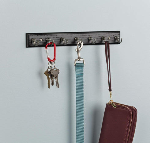 Franklin Brass Key Tidy (1-Pack) Black Key Holder 14" Wall Mount Key Rack 7 Key Hooks for Wall, Hallway, Entry Small Keychain Rail Organizer FBKEY...