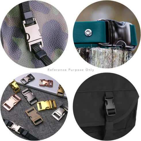 CRAFTMEMORE 1 pc 1-1/2 inch Metal Curved Side Release Buckle Adjustable Lock for Belt Backpacks Pet Collar (Gunmetal)...