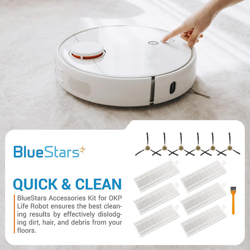 BlueStars Ultra Durable Accessories Kit for OKP Life K2 K3 K3A K4 K5 and Lefant M210 M210S M210B M213 Robot Vacuum Cleaner - Extra Cleaning Tool...