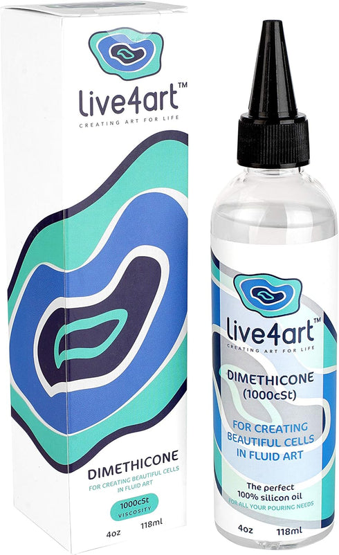 Dimethicone Acrylic Silicone Oil for Pouring, 4 Ounces, 1000cSt, for Artists - Non-Toxic, 100% Pure Liquid Oils to Create Cells in Paintings - Pro...