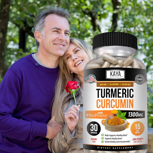 Kaya Naturals Turmeric Nature Made Bioperine, Joint Support with 95% Standardized Curcuminoids | Curcumin Nature Made - 1300mg Turmeric Capsules |...
