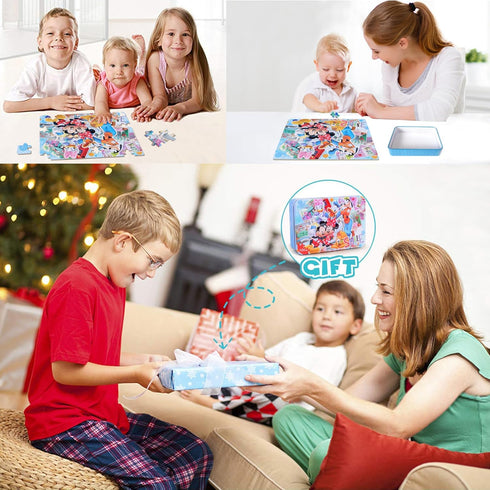 LELEMON Puzzle for Kids Ages 4-8 in a Metal Box 100 Piece Learning Educational Puzzles for Children Girls and Boys...