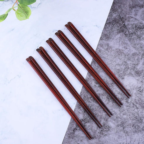 Antner 5 Pairs Hardwood Chopsticks Japanese Style Reusable Hand-Carved Chopsticks Natural Wood Chop Sticks with Gift Box, Dishwasher Safe...