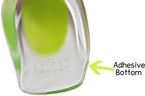 2 Pack - KidSole Shock Absorbing Lightweight Gel Heel Cups For Kid's With Sensitive Heels, Heel Spurs, Plantar Fasciitis, or Ankle Pain (Green Tod...
