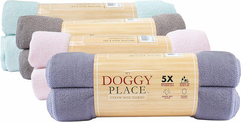 My Doggy Place - Super Absorbent Microfiber Towel - Dog Bathing Supplies - Microfiber Drying Towel - Washer Safe - Violet with Paw Print - 45 x 28...