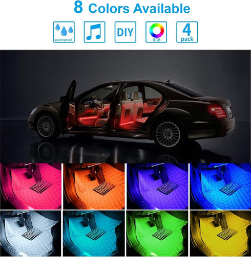 Led Interior Car Lights, Controller Led Lights for Cars, Multicolor Music Underglow Lighting Kits with Wireless Control and Sound Active Function,...
