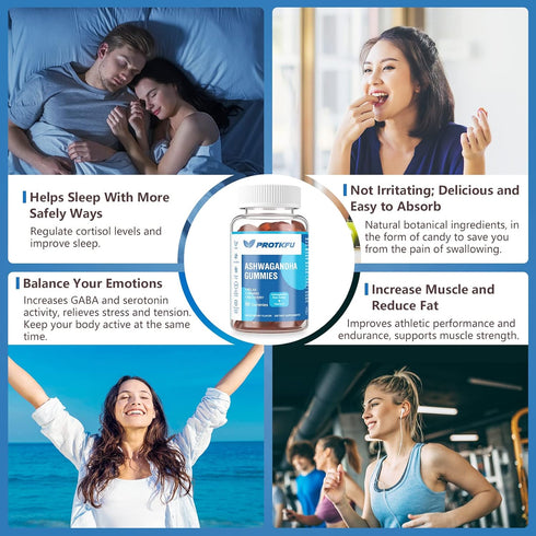 2 Pack Ashwagandha Gummies & Vitamin D Gummies Organic Aswangdha Supplement for Improve Sleep, Stress Relief & Mood Calm (Non-GMO, Gluten-Free & S...