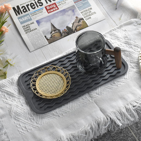 Silicone Dish Drying Mat, Non-Slip Easy Clean Sink Mat Large Heat-resistant Dish Drainer Mat for Kitchen Counter, Sink, Refrigerator or Drawer lin...
