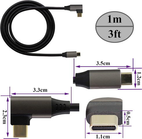 90 Degree Type C 3.1 Extension Cable 4K@60Hz Right&Left Angle Type C 3.1 USB Male to Male Connector Cable Supports Charging,Data,Audio,Video Cable...