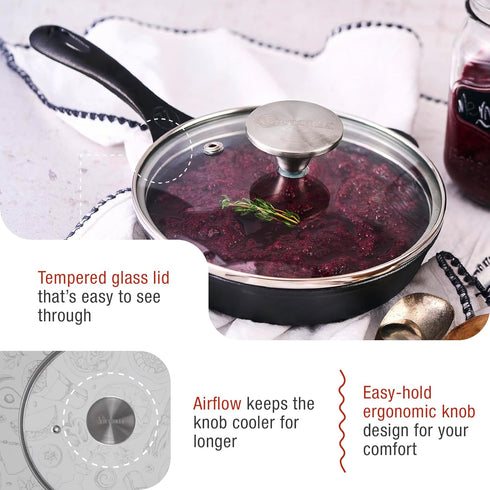 Victoria Round 6.5-Inch Glass Lid for Cast Iron Skillet or Pan, Custom Made for Only Victoria Brand, Diameter 6-Inch...