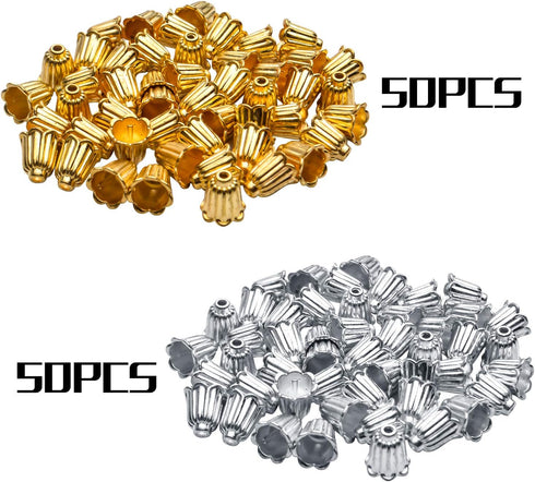 Antique Alloy Cone Spacer Bead Caps, 100pcs Flower Tassel Ends for Bracelet, Necklace, Earring Crafts...