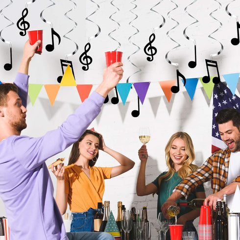 Zonon 25 Pieces Musical Note Hanging Swirl Music Foil Whirl Theme Party Decoration Cutout Spiral for Wedding Baby Shower Birthday Party Supplies (...