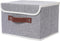 Collapsible Storage Bins with Lids & PU Leather Handles - PP Plastic Board Washable Linen Fabric Storage Box, Foldable Storage Cube for Home Bedro...