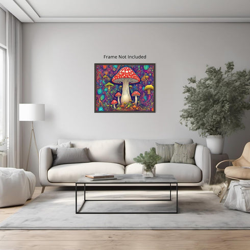 Posterizer 1 pcs- psychedelic funky hippie colorful rainbow mushrooms 6-Fantasy & Fiction Art-Retro Art- Living Room Bedroom Decor- unframed wall ...