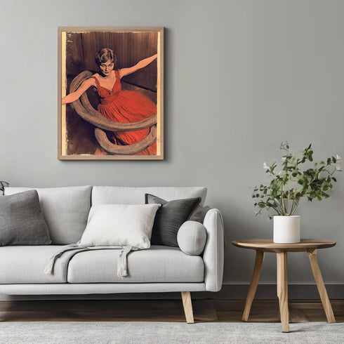 Posterizer 1 pcs-vintage photograph of woman with python 3-Retro Art-Art for Animal Lovers-Gift for Men Women Entrepreneur Teens - unframed wall a...