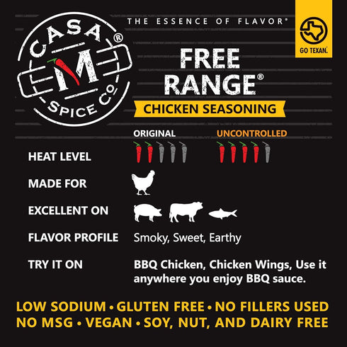 Casa M Spice Co Free Range Chicken Seasoning • Low Sodium • No MSG • Gluten Free • BBQ Spices (Original, Stainless Shaker (with 1-cup seasoning))...