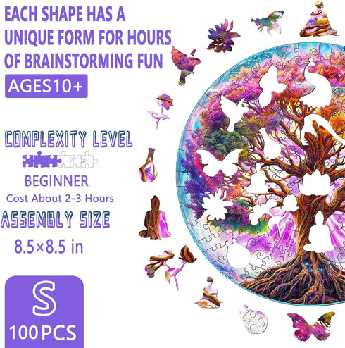 Wooden Puzzles for Adults - Dreamy Tree of Life Wooden Puzzle, Unique Shape Wooden Jigsaw Puzzles for Adults, Wood Puzzles Adult, Perfect for Birt...